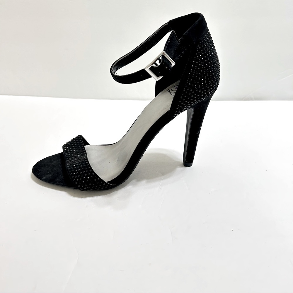 My Delicious Women’s ankle strap open toe stiletto heel black size 8